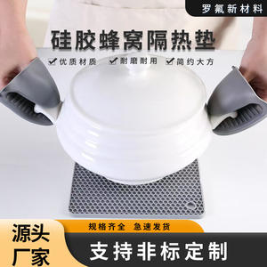 แผ่นซิลิโคนกันความร้อนรูปทรงรังผึ้ง ขนาด 18 ซม. แผ่นรองโต๊ะครัวป้องกันการลวก ชุดป้องกันภาชนะทำอาหาร จำนวน 2 ชิ้น - Product Image 5