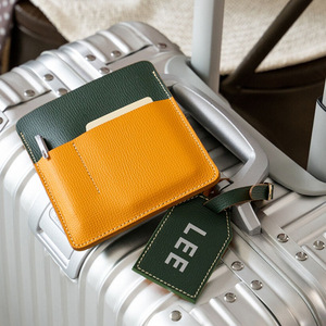 Porta pasaportes de cuero PU de estilo coreano minimalista con bloques de color, organizador de documentos multifuncional creativo, portátil para viajes. - Product Image 2