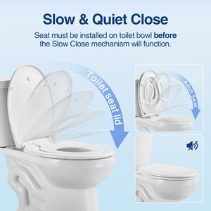 Siège de toilette ovale confortable à fermeture douce avec charnières réglables et frein anti-chute pour salle de bain - Product Image 4