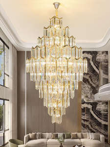 Lampu gantung, tempat lilin besar LED kristal emas bulat dekorasi pernikahan lorong gantung Hotel ruang tamu Modern - Product Image 5