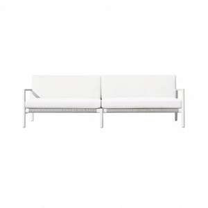 Canapé d'extérieur moderne en aluminium et osier résistant aux intempéries, matériaux mixtes, pour jardin et villa - Fabrication directe usine - Product Image 4