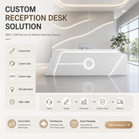 Comptoir de réception moderne minimaliste blanc avec éclairage LED intégré pour salon, spa, clinique dentaire, hall d'hôtel