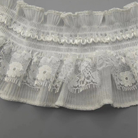 LS028 9CM Double couche de dentelle plissée élastique pour les poignets, l'ourlet de la jupe, la robe de mariée, la dentelle décorative