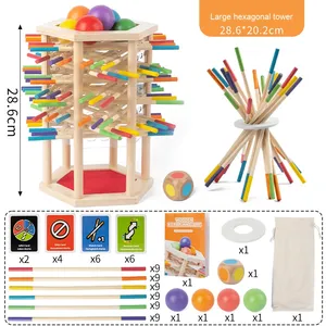 ของเล่นไม้เสริมพัฒนาการแบบมอนเตสซอรี่ รุ่นใหม่ล่าสุด เกมหอกไม้ ห้ามให้ลูกบอลตก ฝึกการจัดหมวดหมู่สี สำหรับเด็ก เด็กชาย เด็กหญิง - Product Image 6