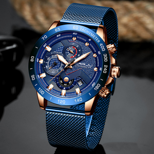 Montre à quartz pour homme CRRJU 2280, bracelet en maille, chronographe lumineux, calendrier, montre de <span class=keywords><strong>course</strong></span>, prix maximum - Product Image 4