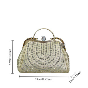 Sac fourre-tout de luxe pour femme, sac à main de soirée élégant pour mariage, pochette à strass, sac à bandoulière pour femme - Product Image 5