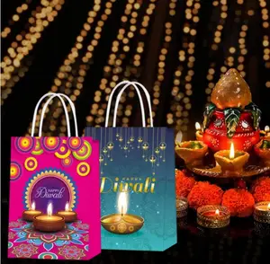 Happy Diwali Gift Bags Diwali Theme Festival of Lights Birthday Gift Paper Bags Packs Snacks Candy Bags Diwali Party Favor decor