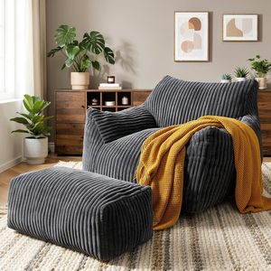 Contemporary Big <b>Bean</b> <b>Bag</b> Chair for Adults Ultra Soft Living Room Armrests Ottoman Napping <b>Bean</b> <b>Bag</b> Chair - Product Image 1