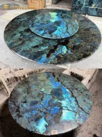 Plan de travail de cuisine en granit naturel de luxe Stonelink, design moderne, dalles bleues de labradorite lemurienne polies