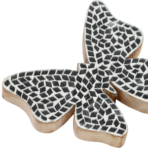 Figurina di Farfalla in Mosaico di Vetro con Base in Legno di Mango, Scultura Decorativa per Casa, Bagno, Ufficio e Stanza - Product Image 6