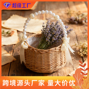 Cesta de mimbre para recuerdos de boda, cesta de flores tejida para floristas, cesta de bambú y ratán transfronteriza, regalo de boda - Product Image 5