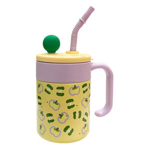 Bouteille d'eau isotherme en céramique 620 ml avec paille et compartiment à thé pour le bureau, design de bureau pour femme, été 2025 - Product Image 4