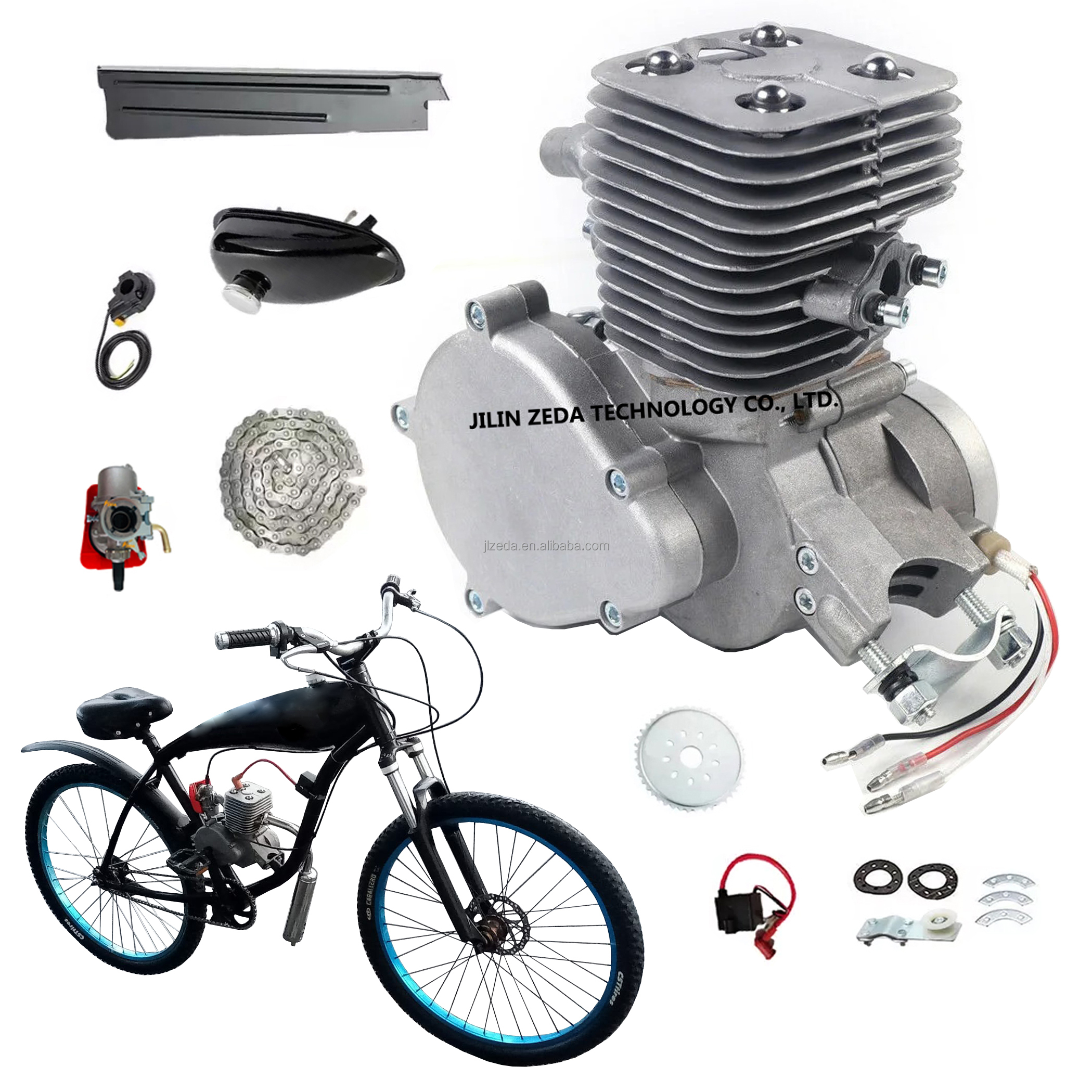 ZEDA Motorised 2 Stroke Bike 80cc Engine Kit 2 Spark Plug CDI