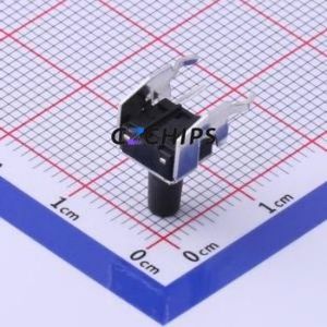 TS-1002N-BR10016 Tactile Switch Bent Lead Through Hole-4P,6x6mm Single Pole Single Throw Round Button 1.6N Right Angle Insert - Product Image 2