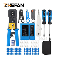 ZHEFAN Alat Crimping Jaringan Profesional Multi Crimper, Memotong dan Mengupas RJ45 Rj12 RJ11, Termasuk Set Peralatan Penguji Kabel Jaringan