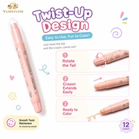 Crayons en Gros Lavables 12 Couleurs Macaron Bâtons de Couleurs Professionnels Crayon Kawaii Peinture à l'Huile Crayons Torsadés Soyeux Set
