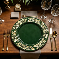 Assiettes de Présentation Vertes Réutilisables en PP pour Noël, Vente en Gros, OEM, pour Mariages, Centres de Table Festifs et Décoration de Table
