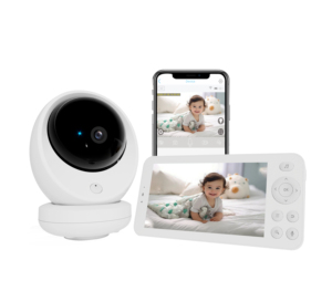 จอเบบี้มอนิเตอร์พร้อมความละเอียดระดับ HD 2K กล้องวิดีโอเด็กทารกแบบแพนท์ซูมความละเอียด5.5 "หน้าจอ LCD & แบตเตอรี่แอป5000mAh - Product Image 2