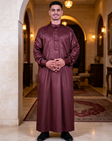 CCY Thobe pour Hommes du Moyen-Orient, Arabie Saoudite, Jubbah Thobe Grande Taille, Robe de Prière Musulmane Algérienne avec Bouton Métallique