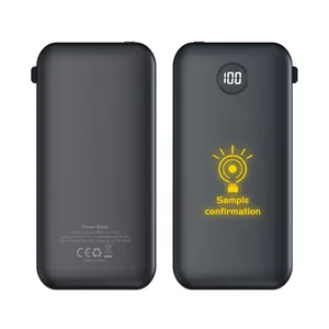 Best Verkochte In De Wereld Ingebouwde Kabels Digitale Display Draadloze Powerbank Met Oplichtend Logo