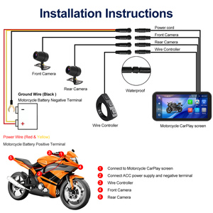 Chất Lượng Cao Kép Bt Có Dây Điều Khiển Trong Di Động Xe Máy Màn Hình 4K Máy Ảnh Ghi Âm IP67 Không Dây <span class=keywords><strong>Android</strong></span> Tự Động Xe Máy Carplay - Product Image 2