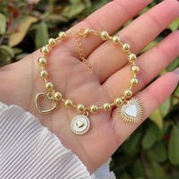 Bracelet de perles géométriques en forme de cœur fait à la main multi-style cuivre plaqué or 18 carats diamant Zircon mode bracelets à maillons de chaîne