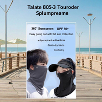 Masque facial de protection d'été en soie glacée, polyester et élasthanne, avec fixation auriculaire, protection du cou, protection solaire UPF 50+, protection UV, respirant