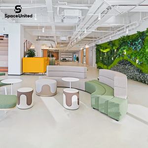 स्पेसएकीकृत आधुनिक घुमावदार शैली ठोस लकड़ी फ्रेम सार्वजनिक क्षेत्र लाउंज क्षेत्र मॉड्यूलर टिकाऊ सोफा - Product Image 2