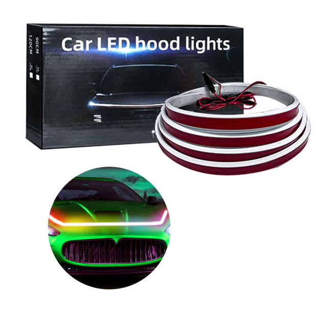 Super Bright IP67 USB 12V LED Car Hood Daytime Running Light Strip with RGB Scan Lighting Decoration Ambient Strip Light