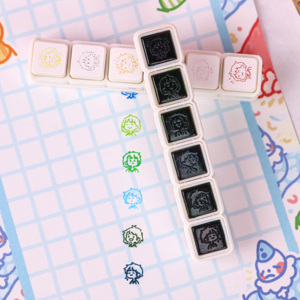 Kawaii стационарный журнал штамп креативная клавиатура с шестью Привязками к аккаунту мини-штамп заказной штамп резиновые штампы цветные штампы - Product Image 4