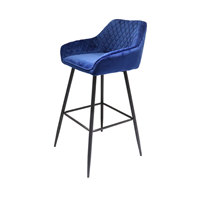 Tabourets de bar en velours métallique moderne de luxe avec dossier