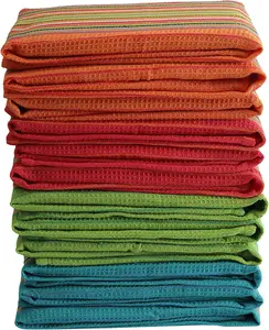 100% Cotton Stripe Kitchen Dish Towels Multi Purpose Waffle Tea Towels for Cooking,Drying,Cleaning