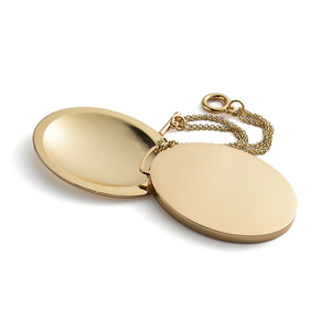 Sang trọng hình bầu dục kim loại vàng Debossed xoay Vanity trang điểm Pocket gương với chuỗi - Product Image 4