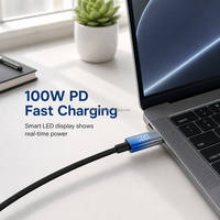 Kabel Pengisian Cepat Type-C ke Type-C 100W dengan Layar LED, E-Marker, Kabel Terjalin Universal untuk Laptop, Tablet, Smartphone