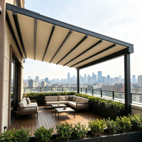 Auvent rétractable pour terrasse de toit d'appartement, pergola murale en aluminium, salon extérieur, protection contre les UV, imperméable
