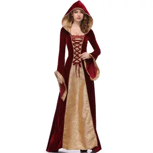 Women Renaissance Irish Deluxe Velvet Dress Victorian Medieval Long Dress Retro Fancy Gown Halloween Cosplay Costume Plus Size