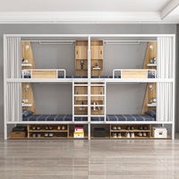 Lit superposé en métal robuste et élégant, double étage, avec taille personnalisée pour dortoir, appartement, hôtel, auberge de jeunesse