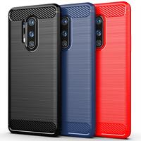 Coque de téléphone portable en TPU souple antichoc en fibre de carbone pour One Plus 8 Pro