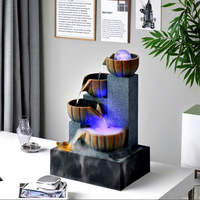 Petite Fontaine de Table à Eau Courante en Résine, Design Géométrique de Luxe Feng Shui, Décoration d'Intérieur Moderne Faite à la Main