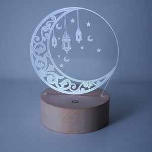 Ramadan Eid Mubarak Bedroom Home Decor 3D Night Lights <b>USB</b> Rechargeable Dimmable Modern Design Middle Size - Product Image 1