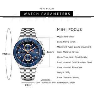 นาฬิกาข้อมือควอตซ์ MINI FOCUS MF0471G MF 0471 กันน้ำ พร้อมปฏิทิน โครโนกราฟ เข็มเรืองแสง ดีไซน์หรูหรา ของแท้ สำหรับผู้ชาย - Product Image 5