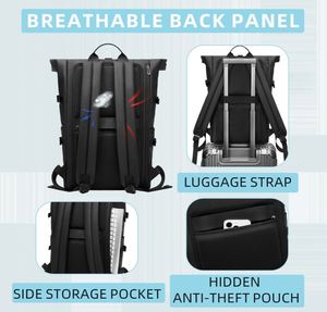 33L Unisex Waterproof Rolltop <b>Backpack</b> 15.6-Inch <b>Laptop</b> <b>Backpack</b> Lightweight Bike Bag Perfect for Work School - Product Image 4