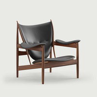 Chaise de salle à manger ergonomique en bois massif Master Chief avec dossier pour salon, balcon, petite maison - Design moderne et décontracté