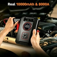 Démarreur de batterie puissant 15V avec compresseur d'air pour voiture, pompe à gonflage de pneus portable, batterie externe 10000mAh, démarreur de batterie de voiture d'urgence