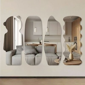 Miroir mural moderne sans cadre, auto-adhésif, en acrylique, elliptique, incurvé, pleine longueur, pour la décoration de la maison et de l'école - Product Image 2