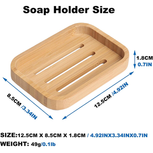 Porte-savon en bambou, porte-savon en <span class=keywords><strong>bois</strong></span> pour la douche, la salle de bain, la cuisine avec plateau auto-drainant - Product Image 6