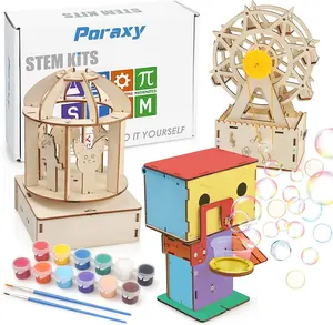 3 in 1 progetti STEM per bambini STEM kit Build & Paint kit di artigianato robotico puzzle in legno 3D modello scientifico