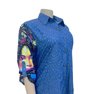 <span class=keywords><strong>2022</strong></span> afrique nouveauté mode Sexy imprimé décontracté ample Denim chemise robe à manches longues simple boutonnage manteau femmes vêtements - Product Image 5