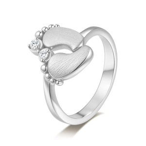 Anillo de pie pequeño unisex de plata de ley S925 con moissanita redonda cepillada estilo europeo-americano, engaste de púas, transfronterizo, nacional - Product Image 4