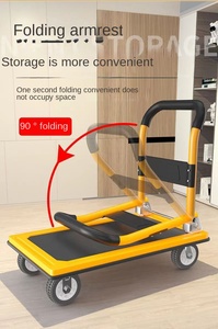 Carretilla de Mano Plegable de Hierro Resistente con Cuatro Ruedas, Carro de Transporte Pequeño, Plataforma, Herramientas de Compra <span class=keywords><strong>OEM</strong></span>, Carretilla para Equipaje - Product Image 4
